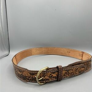 Men’s Hand-carved and Tooled Name Customizable Leather Western Belt